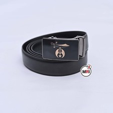 Shriner Black Leather Ratchet Belt and Buckle Fits up to 48
