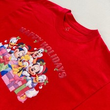 VTG 2009 Disney World Parks Men's WDW Happy Holidays T-Shirt Red • Medium  picture