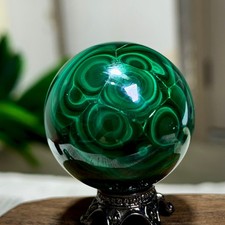 48G Rare Natural Malachite quartz hand Carved ball Crystal Healing picture
