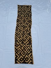 Old Vintage Hand Woven Traditional African Raffia Congo Cloth Textile Runner picture