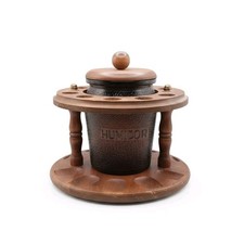 EUC Antique Wood & Glass Tobacco/Pipe Holder Humidor 10 Slot picture