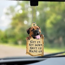 Funny Bullmastiff Dog Get In Sit Down Shut Up Hang On Car Ornament Gift Decor picture