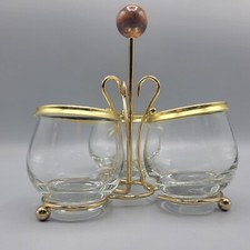 Vintage Serving Caddy Condiment Set Jars W/ Lids Retro Serving Decor MCM *READ* picture