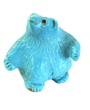 ZUNI Signed EDDINGTON HANNAWEEKE? Carved Turquoise STANDING BEAR Fetish 1.25