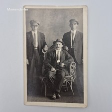 1910s RPPC Three Men Newsboy Caps Studio Portrait Story Photo Fort William ON picture