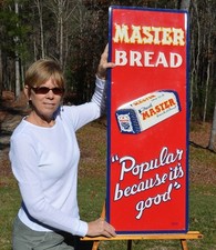 VINTAGE MASTER BREAD SIGN SCARCE VERTICAL SIGN W/ BREAD MINTY SUPER COLLECTABLE picture