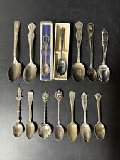 Vintage Silver Plate Spoon Collection Souvenir Collectible/ Lot Of 14 picture