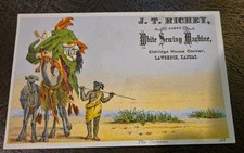 1880s J.T. Rigby White Sewing Machine Trade Card Lawrence Kansas Caravan picture