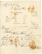 1858 Handwritten Bill & Letter from Chaplin Stark & Co to C.H. Gay – Windsor VT picture