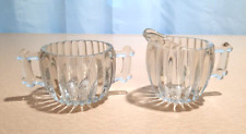 Vintage Jeannette National Clear Ribbed Creamer and Sugar Set picture