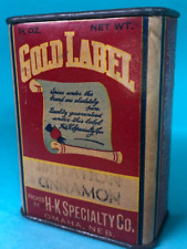 Gold Label Cinnamon H-K Specialty Co. Spice Tin  2 7/8