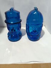 VTG WHEATON LENAPE BLUEGLASS NATIVE AMERICAN INDIAN AND UNCLE SAM BLUE GLASS picture