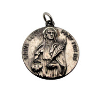 Vintage Sterling Silver St. Saint Lucy Charm Pendant Antaya Medal picture