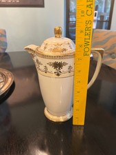 Antique Nippon Hand Painted Chocolate Pot w/Lid Gold Floral 10in c.1911-1921 picture