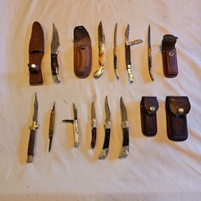 16 Piece Set Of Surgical & Stainless Steel Blade Knife W/ Leather Sheaths  picture