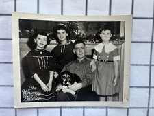 Vintage 1950s Family Portrait Four Young People with Dog Christmas Photo picture