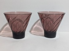 2 - Hazel Atlas Moroccan Amethyst Purple Depression Art Glass Swirl Candy Bowls picture