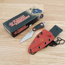 Kensei Kiridashi Fixed Knife 3Cr13 Steel Blade Textured Black/Red G10 Handle 010 picture