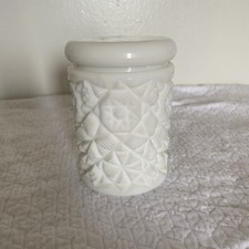 Vintage Milk Glass Winburn Canister Jar W/Lid Fostoria 5” H X 3.25” W picture