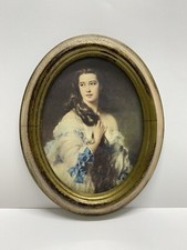 Vintage 1845 Made In Italy Handcrafted Small Portrait Of Barbara Dmitrievna 8X6” picture