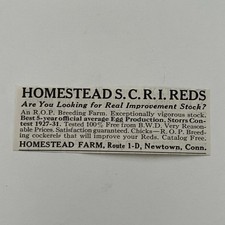 Homestead Farm Homestead SCRI Reds Breeding Farm Newtown CT 1934 Ad SAH7-S14 picture