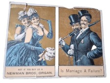 Antique 1888 Newman Bros. Organ Trade Card NEW YEARS men & women in party dress  picture