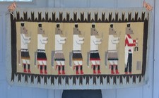 Vintage Navajo Pictorial Yei Bi Chei Rug - 7 Fox Dancers -  - 54.5