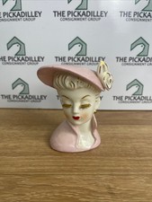 Vintage Irice Pink Lady Head Vase Mid Century Ceramic Planter picture