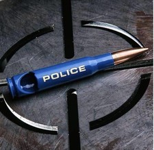 Lucky Shot .50 Caliber 50BMG Bullet Bottle Opener Spirit Series - POLICE - Blue picture