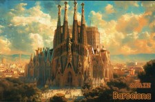Sagrada Familia Barcelona Spain, Church by Antoni Gaudi Espana - Modern Postcard picture