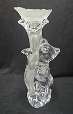 Set Of 2 Lenox Lead Crystal Cat With Flower Germany Candle Holder Beautiful 8