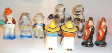 Lot of 9 Vintage Ceramic / Porcelain Figural Salt and Pepper Shakers Japan picture