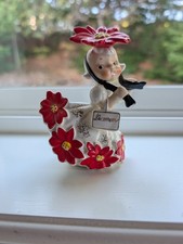 Vintage 1956 Napco December Poinsettia Flower Girl of the month Figurine IC1931 picture