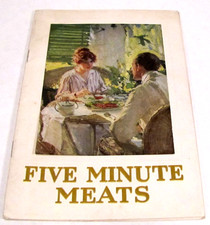 1919 LIBBY MCNEILL FIVE MINUTE MEATS BOOKLET ANTIQUE VINTAGE BROCHURE & CARD picture