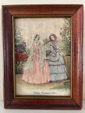 Vtg Hiawatha Genuine Needle Painting Godeys Fashions 1846 Embroidered Artwork picture