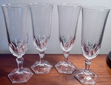 Cristal d'Arques Chaumont Champagne Flutes Durand France Crystal Glasses Set 4 picture