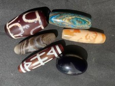 6Pcs Rare Tibetan Natural Old Agate Prayer Dzi Beads  picture