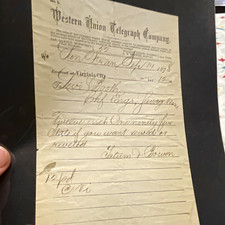 Western Union Telegraph Company Telegram, Sep 14 1878 Virginia City, Comm & Util picture