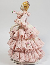Vintage Fine Porcelain Lace Figurine Irish Dresden Muller Volkstedt Scent of Ros picture