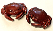 Crab Salt And Pepper Shakers, Burgundy VTG 3 Inch picture