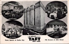 Hotel Taft New York City Multi-View Postcard 1954 Times Square Radio City picture