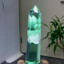94G Rare transparent green crystal paired with feather obelisk restoration== picture