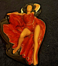 Large Vintage 50’s Pinup Girl Ceramic Dish Ashtray Burlesque Signed picture
