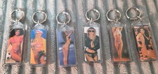 NOS Set of 6 Pinup Sexy Double Sided Girl Woman Acrylic Keychains Beach Model picture