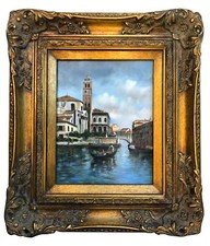 Oil on board Vintage Oil Painting Landscape Venice Framed picture