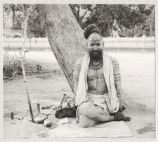 Patiala India Fakir Holy Man Sadhu Ascetic Tattoos Beard Vtg. Photo 19thC. picture