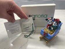 Disney Mickey Minnie Christmas Sleigh Artoria Limoges #76 COA AS IS picture