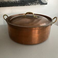 Vintage Tagus of Portugal Copper 9.5” Covered Cook Pot R86 Brass Handles picture