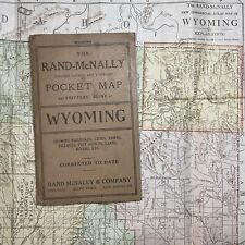 WYOMING- 1914 - RAND-McNALLY POCKET MAP & SHIPPERS' GUIDE - 28”X21” VINTAGE MAP picture