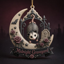 Halloween Ornament Possum Midnight Graveyard Acrylic Tree Hanging picture
